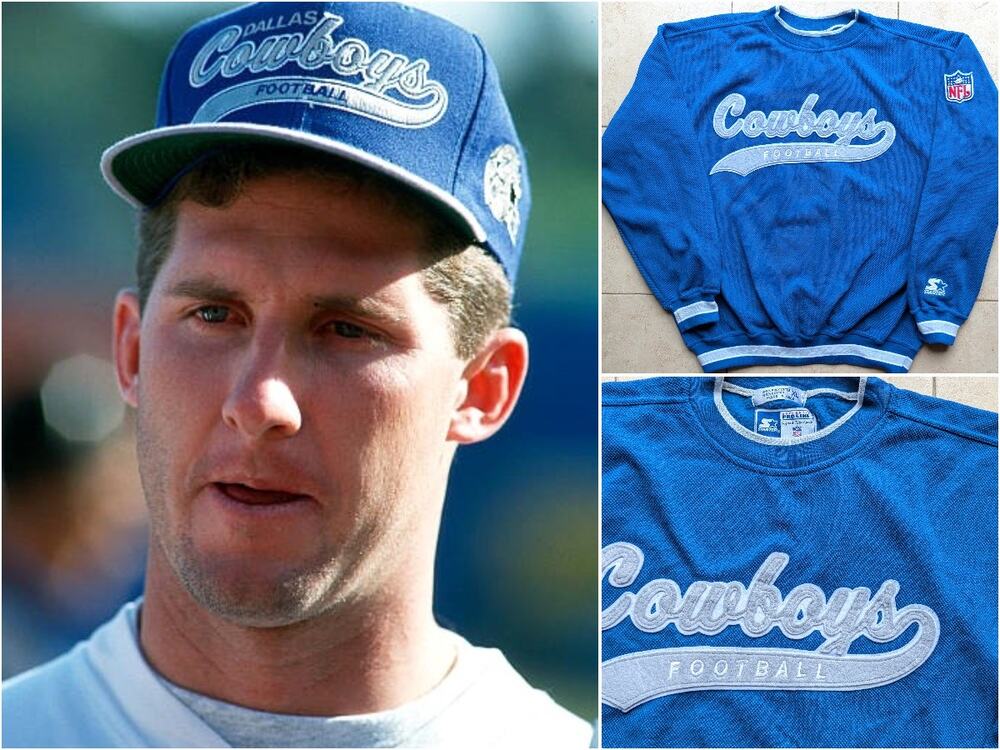 Dallas Cowboys 90s STARTER sweatshirt SCRIPT Tail Sweep crew XL navy NFL Pro vtg